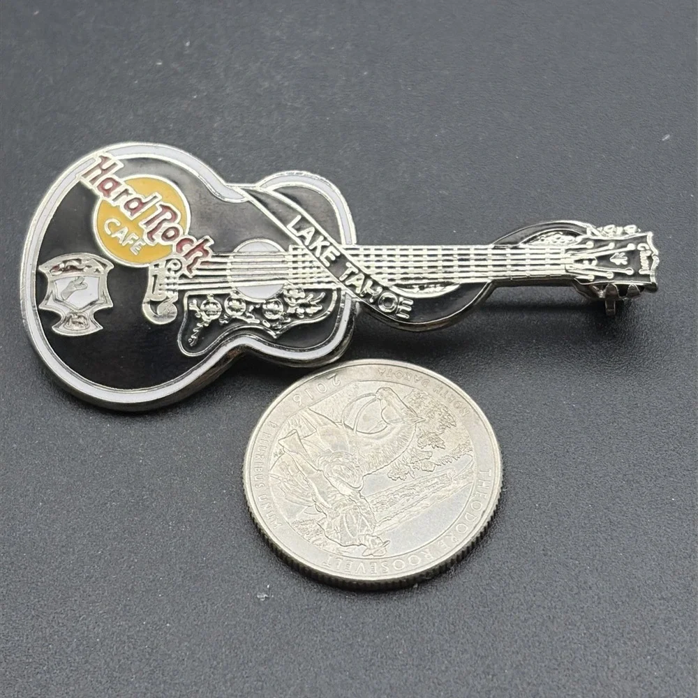 Hard Rock Cafe Lake Tahoe Acoustic Guitar Music Instrument Lapel Hat Pin‎